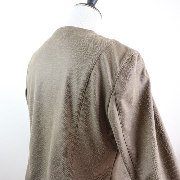Blank NYC Size L Draped Moto Lightweight Jacket Snake Print Brown - Picture 5 of 10